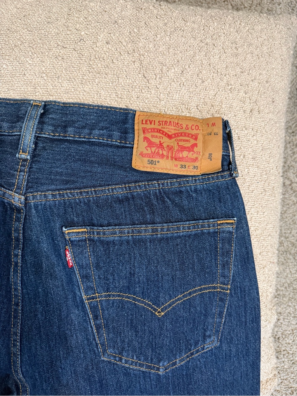 Levi's Dark Blue 501 Straight Back Jeans